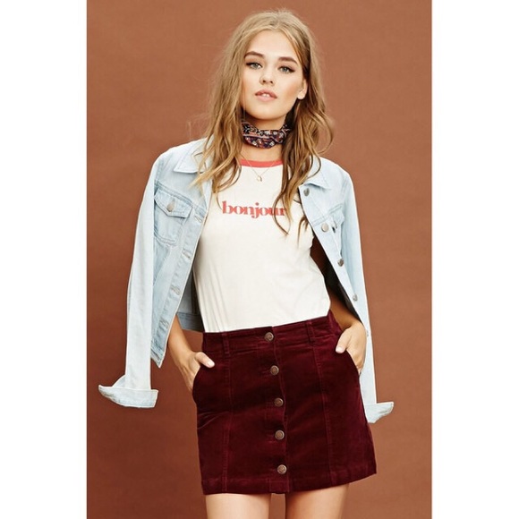 Forever 21 Dresses & Skirts - Red corduroy a line skirt